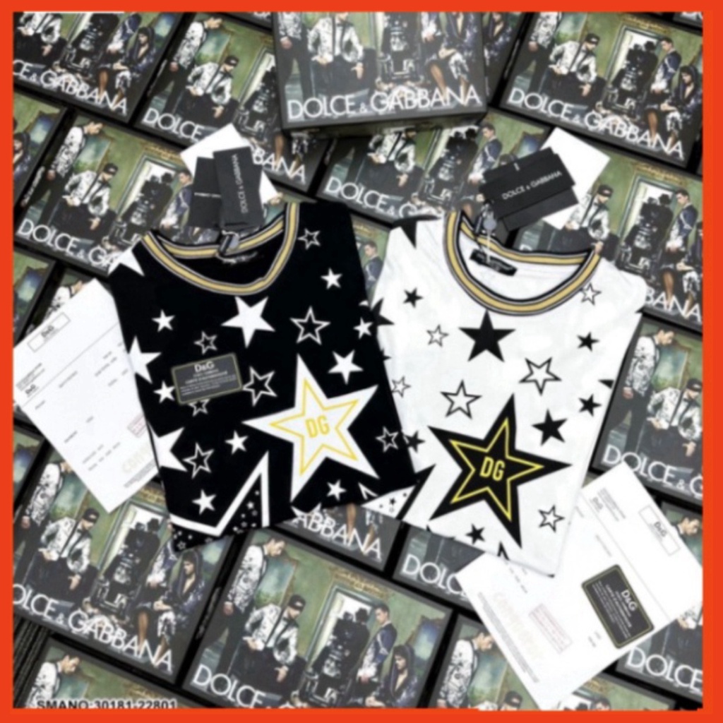 654 Áo phông nam nữ Premium in hình ngôi sao Dolce DG vàng đen quanh áo. Áo Thun Nam Nữ In Hình Ngôi Sao Siêu Hot 8 9 23 | BigBuy360 - bigbuy360.vn