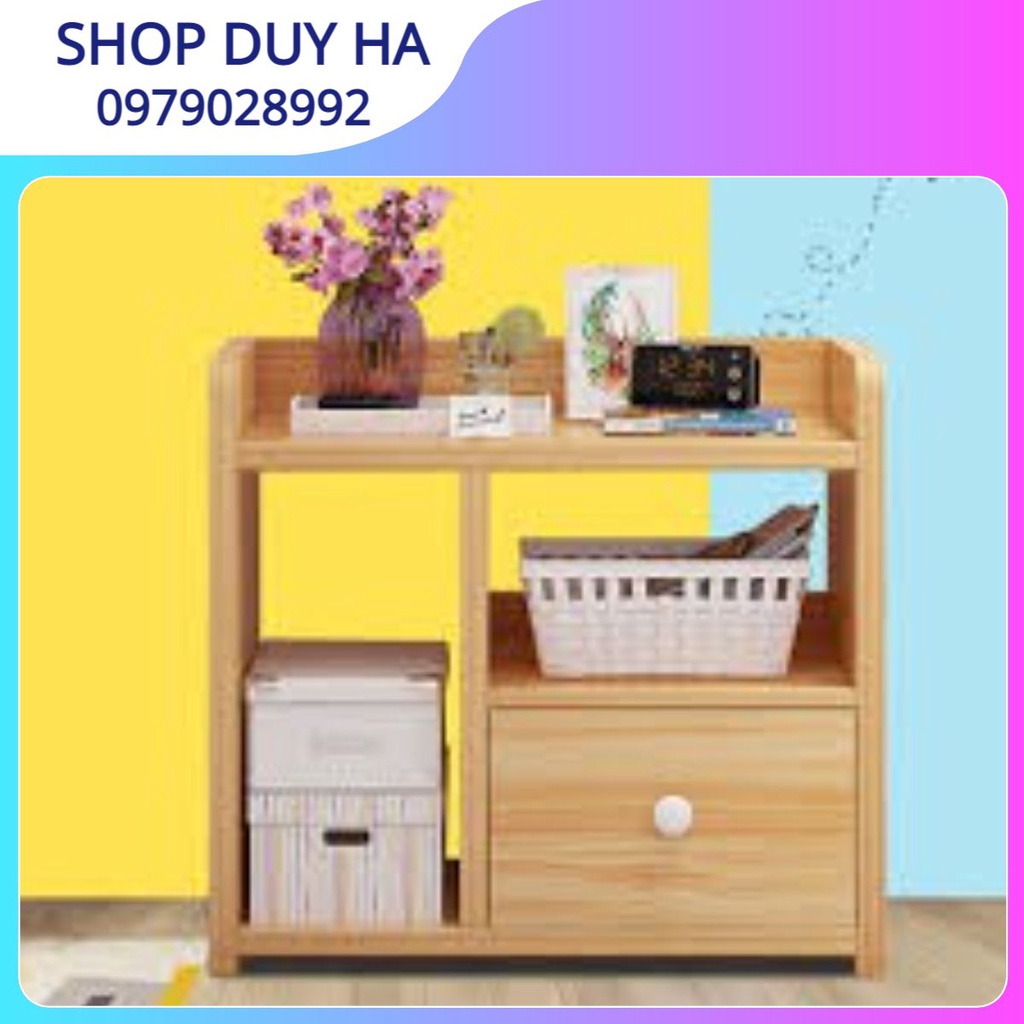 Tủ gỗ đầu giường vuông có một ngăn kéo, lắp ghép tiện lợi pp bởi Doodee Shop
