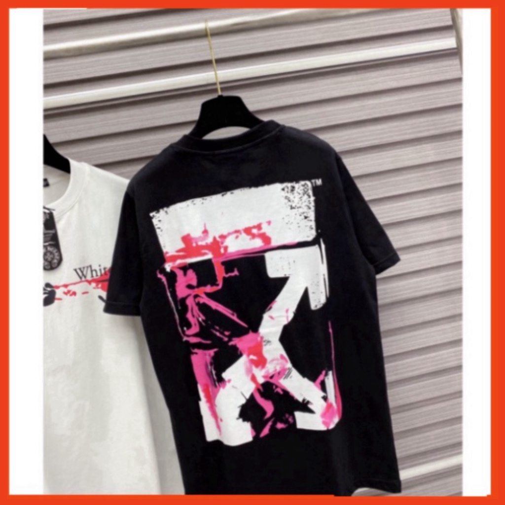 654 Áo Phông Nam Nữ In Chữ Off White dấu X vảy loang hồng hai mặt ,Áo Thun Unisex 2 Màu Đen Trắng Siêu Cấp Cực Nét 2023.