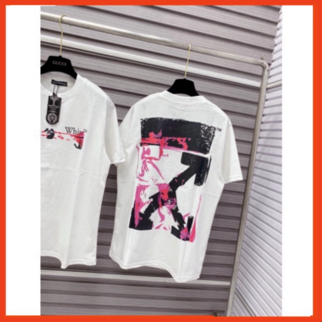 654 Áo Phông Nam Nữ In Chữ Off White dấu X vảy loang hồng hai mặt ,Áo Thun Unisex 2 Màu Đen Trắng Siêu Cấp Cực Nét 2023.