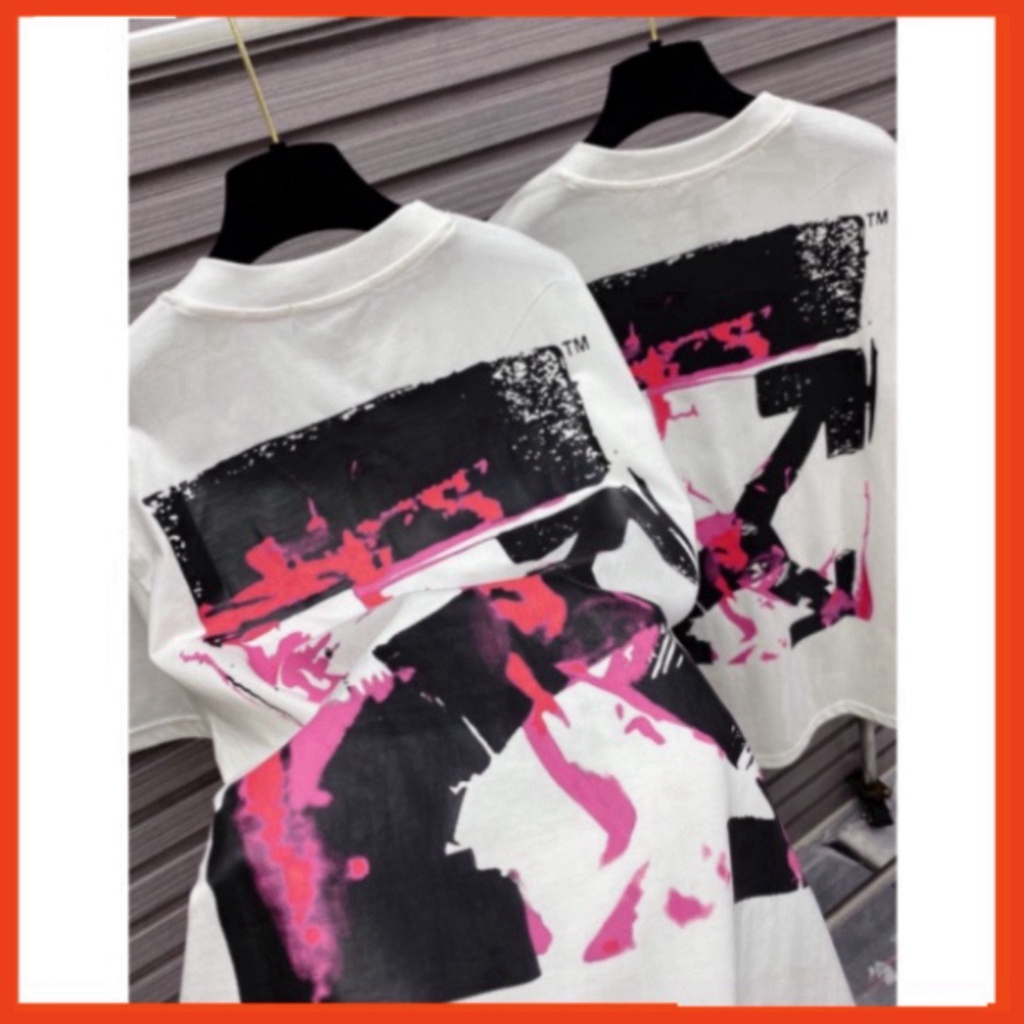 654 Áo Phông Nam Nữ In Chữ Off White dấu X vảy loang hồng hai mặt ,Áo Thun Unisex 2 Màu Đen Trắng Siêu Cấp Cực Nét 2023.