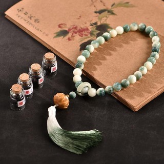 Vòng tay nửa vòng tay bồ đề bằng gỗ đàn hương hoa sen sáu cánh hoa sen màu trắng ngọc bích 12mm màu xanh ngọc bích bồ đề vòng tay 12mm kèm 12 vòng đeo tay