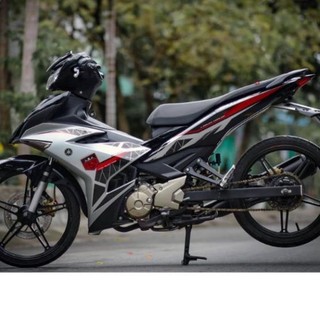 Tem chế - tem exciter 150 xám đỏ đen - tem siêu chất - decal in chất lượng