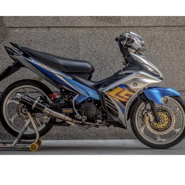 Tem Chế - Tem Rời Chế Ex 135 LC Chữ Vàng Dán Xe Xám Bạc  - Decal In Chất Lượng