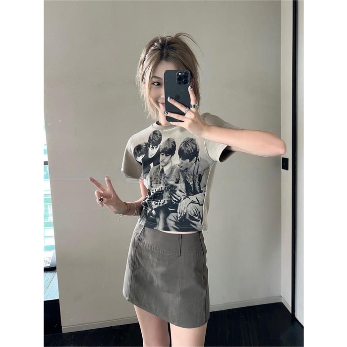 Áo Thun Ngắn Tay In Họa Tiết Retro Thời Trang