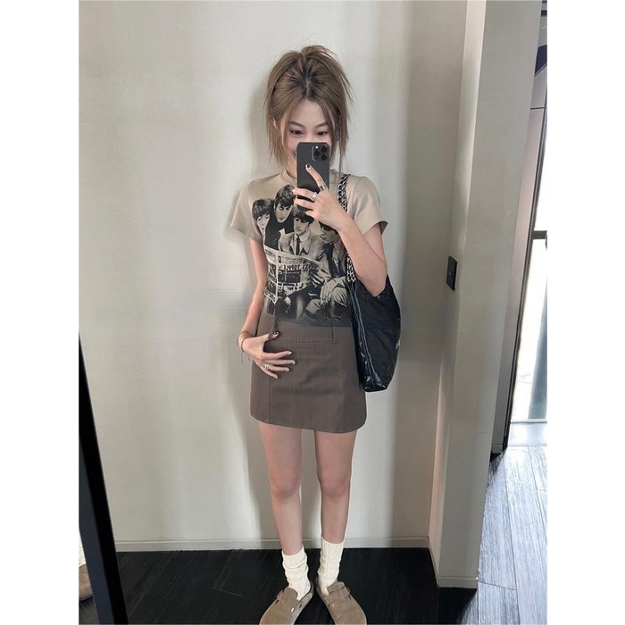 Áo Thun Ngắn Tay In Họa Tiết Retro Thời Trang