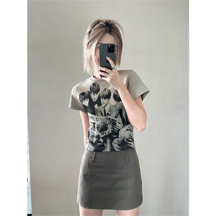 Áo Thun Ngắn Tay In Họa Tiết Retro Thời Trang