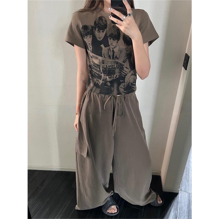 Áo Thun Ngắn Tay In Họa Tiết Retro Thời Trang