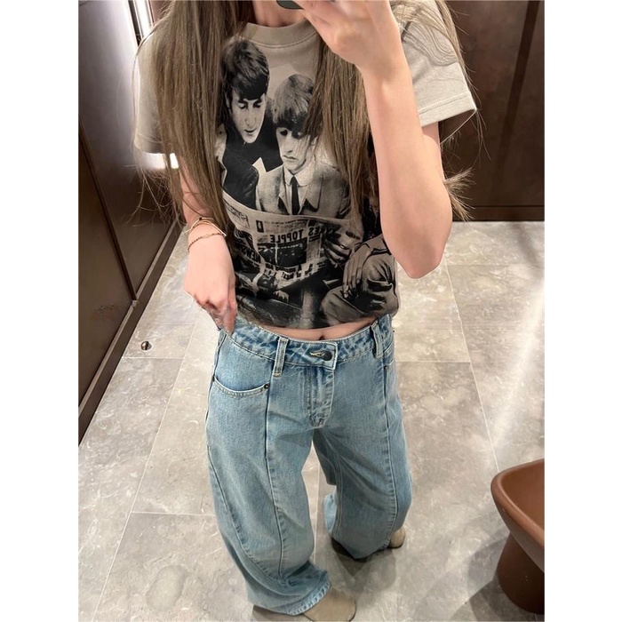 Áo Thun Ngắn Tay In Họa Tiết Retro Thời Trang