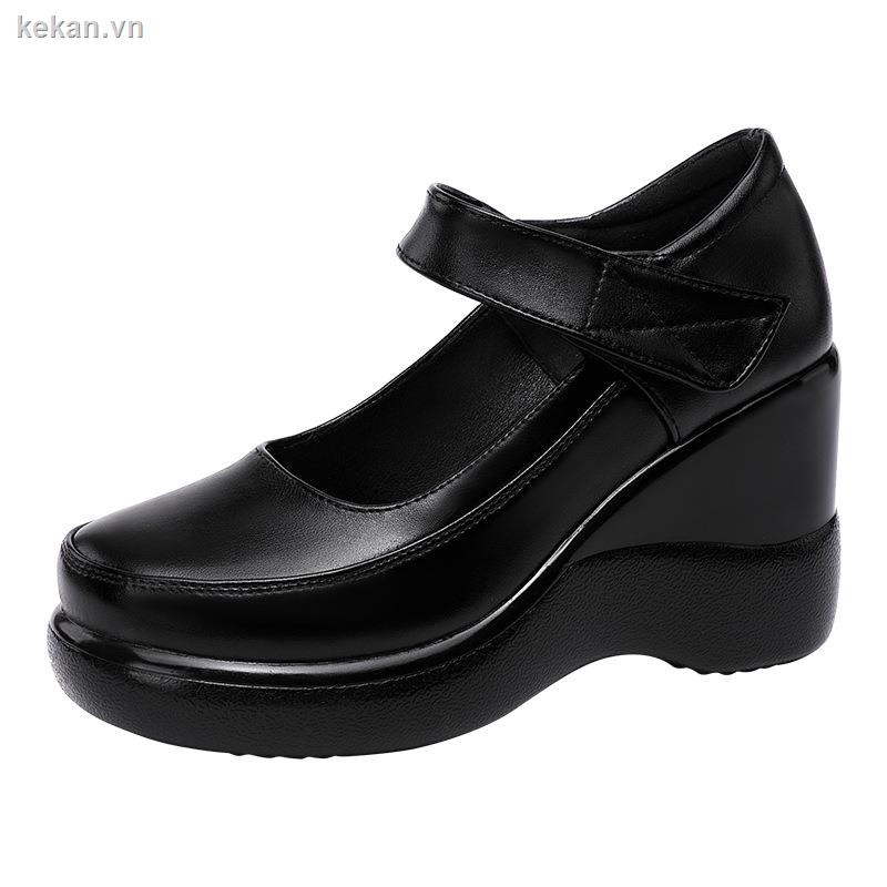 Giày Cao Gót Đế Xuồng Chống Thấm Nước Mũi Tròn Thời Trang Mùa Thu 2020 Cho Nữ