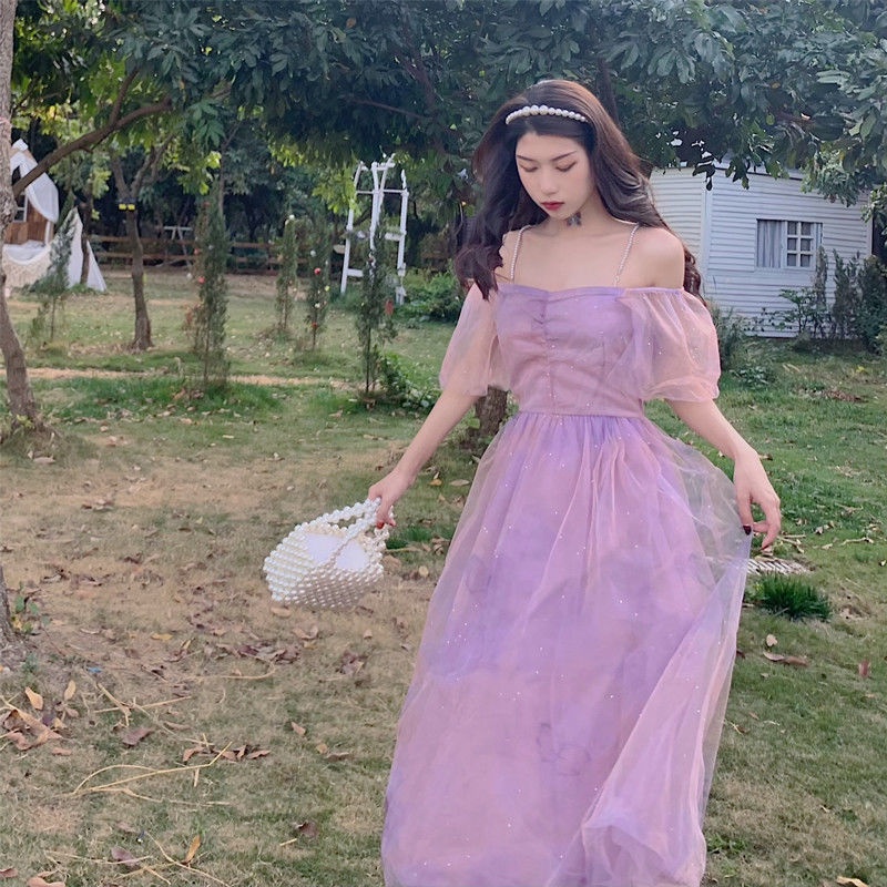 Đầm Hai Dây Dáng Hẹp Eo Hẹp Thời Trang Ngọt Ngào Cho Nữ