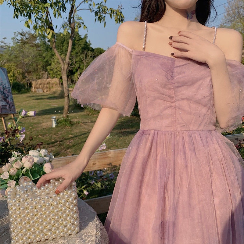 Đầm Hai Dây Dáng Hẹp Eo Hẹp Thời Trang Ngọt Ngào Cho Nữ