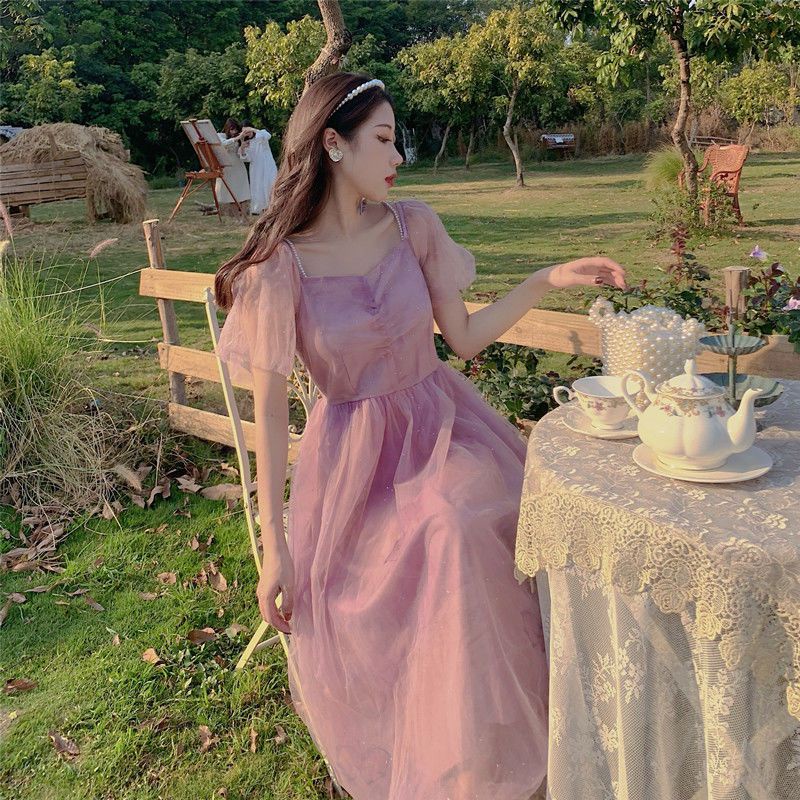 Đầm Hai Dây Dáng Hẹp Eo Hẹp Thời Trang Ngọt Ngào Cho Nữ