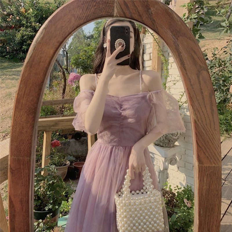 Đầm Hai Dây Dáng Hẹp Eo Hẹp Thời Trang Ngọt Ngào Cho Nữ