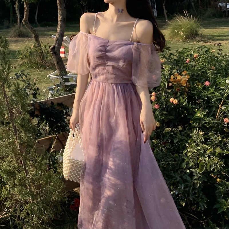 Đầm Hai Dây Dáng Hẹp Eo Hẹp Thời Trang Ngọt Ngào Cho Nữ