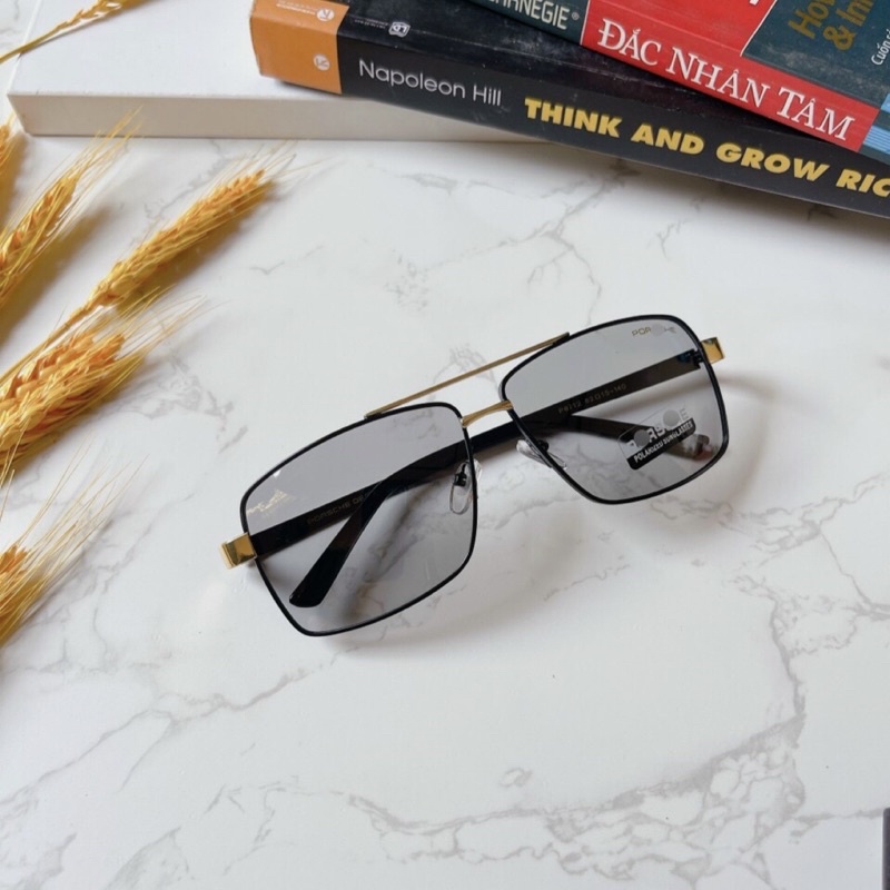 Mắt Kính Mát Thời Trang Nam 8712 Tròng Thuỷ Tinh,Tròng Đi Ngày Đêm,Tròng Phân Cực Chống Tia UV,Dáng Kính Hình Chữ Nhật