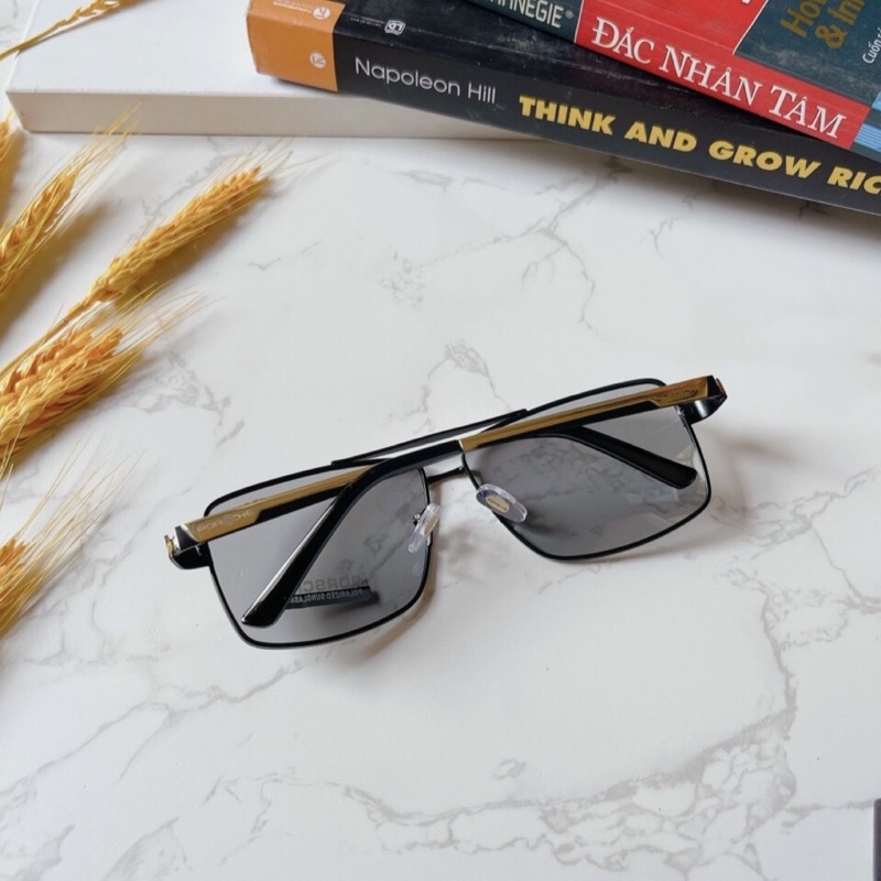 Mắt Kính Mát Thời Trang Nam 8712 Tròng Thuỷ Tinh,Tròng Đi Ngày Đêm,Tròng Phân Cực Chống Tia UV,Dáng Kính Hình Chữ Nhật