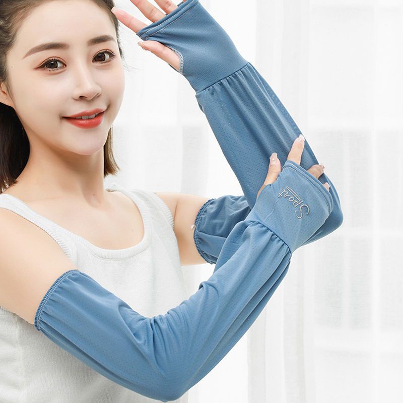 Găng Cánh Tay Chống Nắng Dáng Dài Bằng Lụa Lạnh Mỏng Cho Nam Nữ