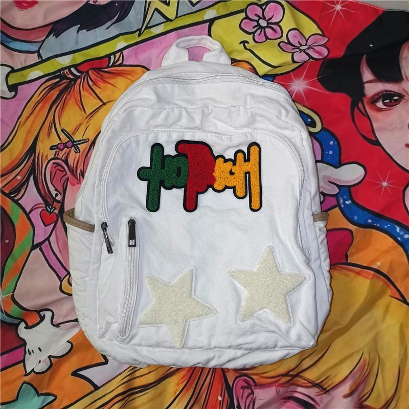 Ba Lô Học Sinh Millennium Y2K Họa Tiết Ngôi Sao Năm Cánh Lưng