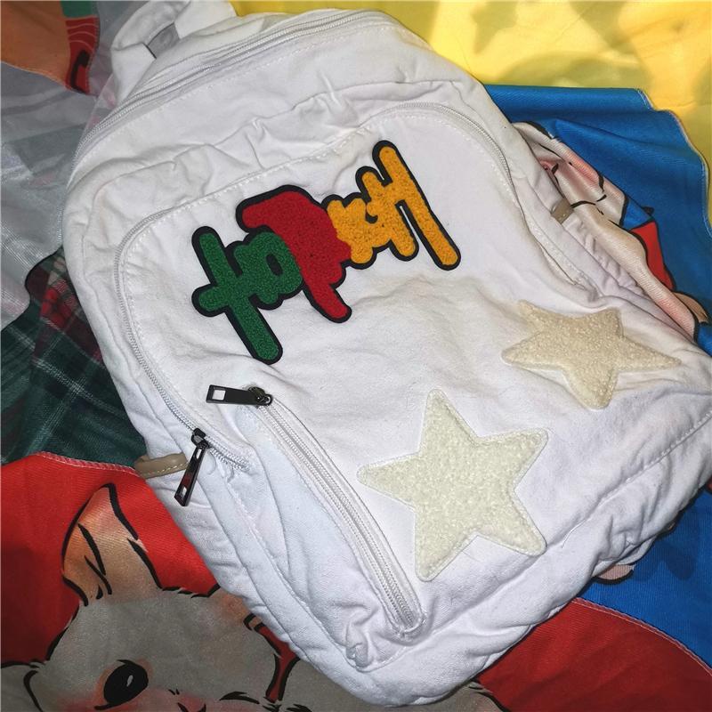 Ba Lô Học Sinh Millennium Y2K Họa Tiết Ngôi Sao Năm Cánh Lưng