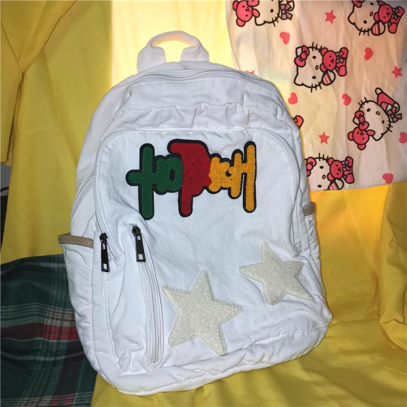 Ba Lô Học Sinh Millennium Y2K Họa Tiết Ngôi Sao Năm Cánh Lưng