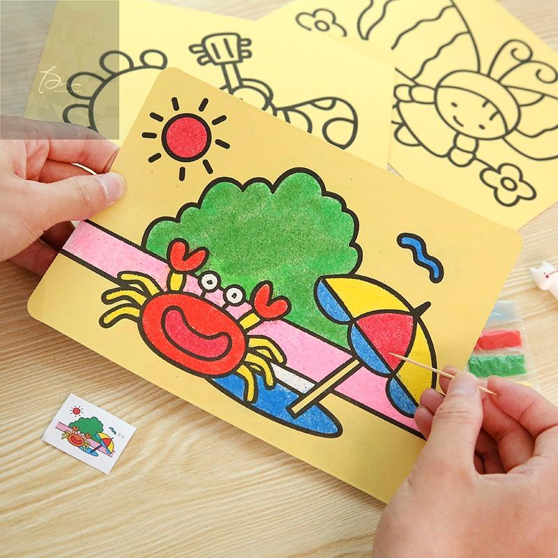 Tranh Cát Đầy Màu Sắc Vẽ Tự Làm Giấy Màu Nghệ Thuật Trẻ Em Đồ Chơi Trẻ Em