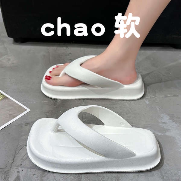 Dép xỏ ngón nam mùa hè chống trượt bãi biển đế dày dép dép cao đế bằng