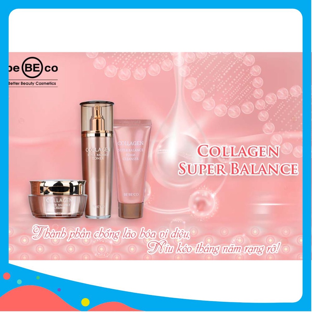 Bộ sản phẩm sữa rửa mặt, toner, kem dưỡng da chống lão hóa BEBECO Collagen