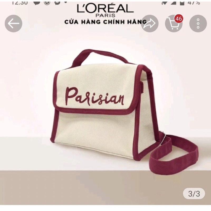 Túi vải đeo chéo Canvas túi Parisian (túi khuyến mãi loreal)