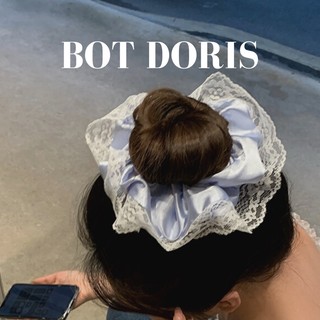 Scrunchies cột tóc lụa màu pastel phối ren trắng dễ thương, phụ kiện tóc BOT DORIS