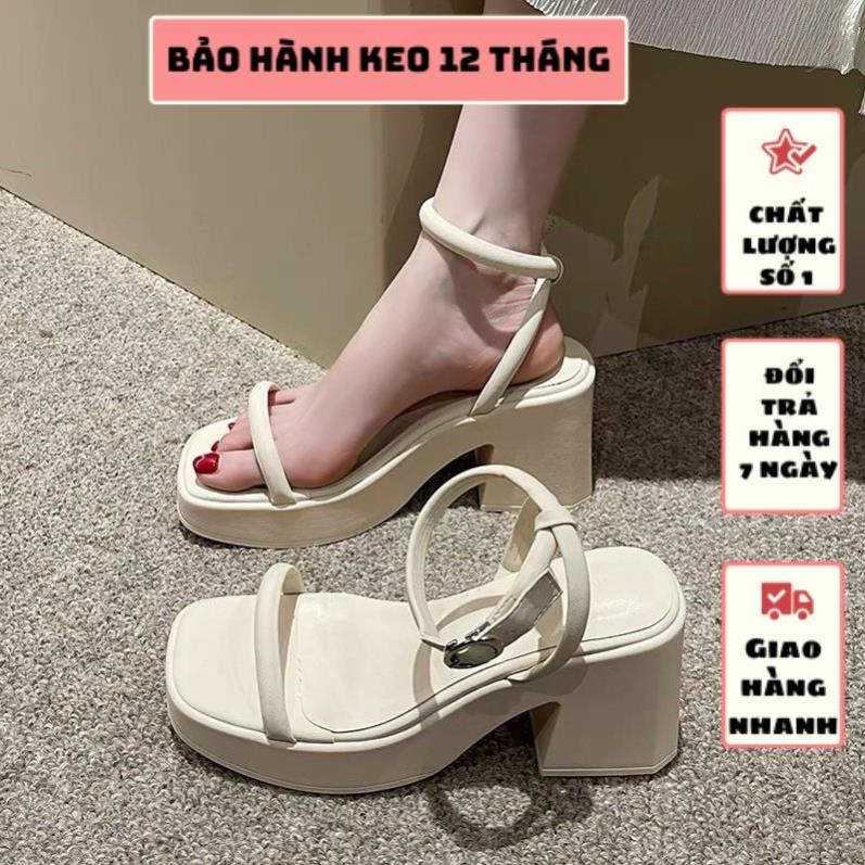 GIÀY SANDAL GÓT VUÔNG QUAI DÂY ĐƠN GIẢN ĐẾ ĐÚP 7 PHÂN