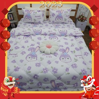 Bộ chăn ga gối cotton poly 5 món chăn phao dày dặn hàng việt nam nhiều mẫu đủ kích thước