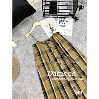Đầm maxi kẻ hai dây cúc dọc Datasco