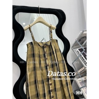 Đầm maxi kẻ hai dây cúc dọc Datasco