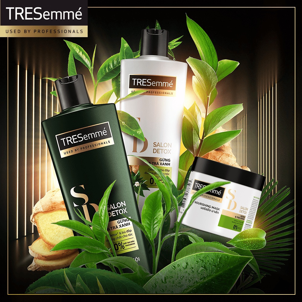 Dầu Gội TRESemmé Gừng & Trà Xanh Detox Tóc Chắc Khỏe Salon Detox Shampoo 850g
