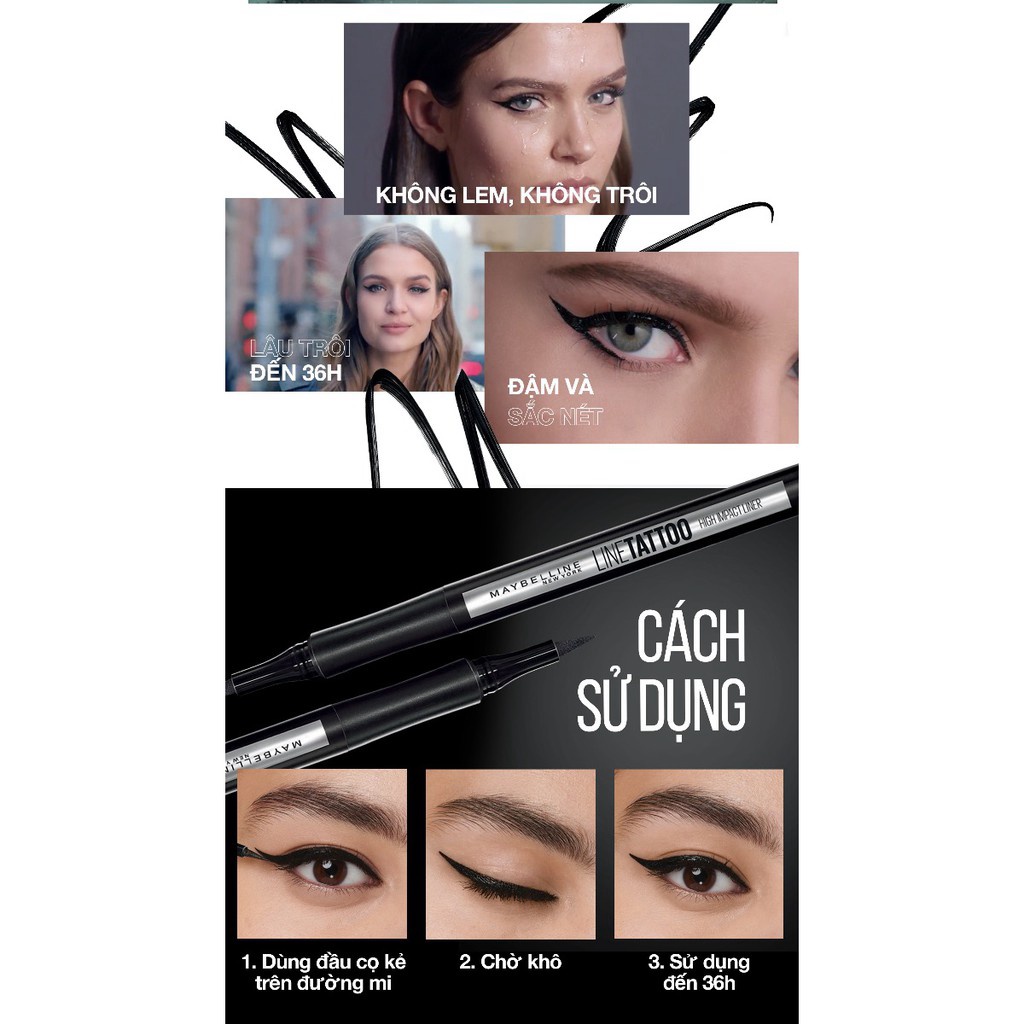 Bút Kẻ Mắt Lâu Trôi Maybelline Line Tattoo High Impact Liner - Intense Black 1g