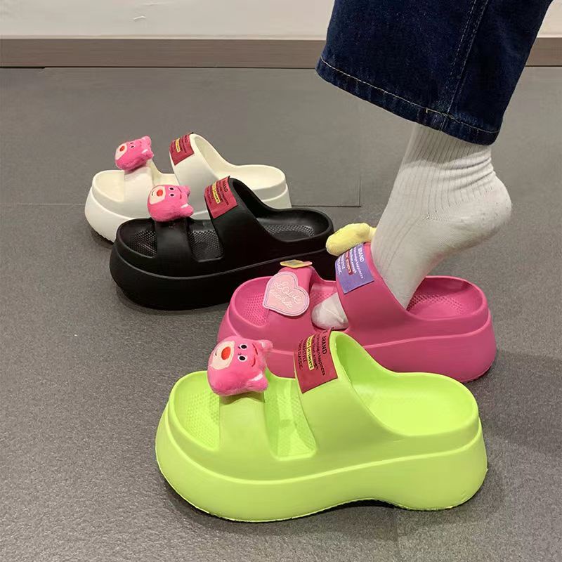 Dép cute nữ Dép lê đế dày gấu dâu dễ thương