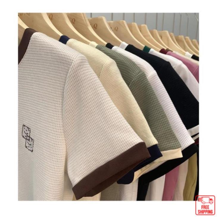 Áo thun nữ ngắn tay thêu xúc xắc ❤️Pinkee❤️ áo baby tee nữ vải tổ ong cao cấp MA060