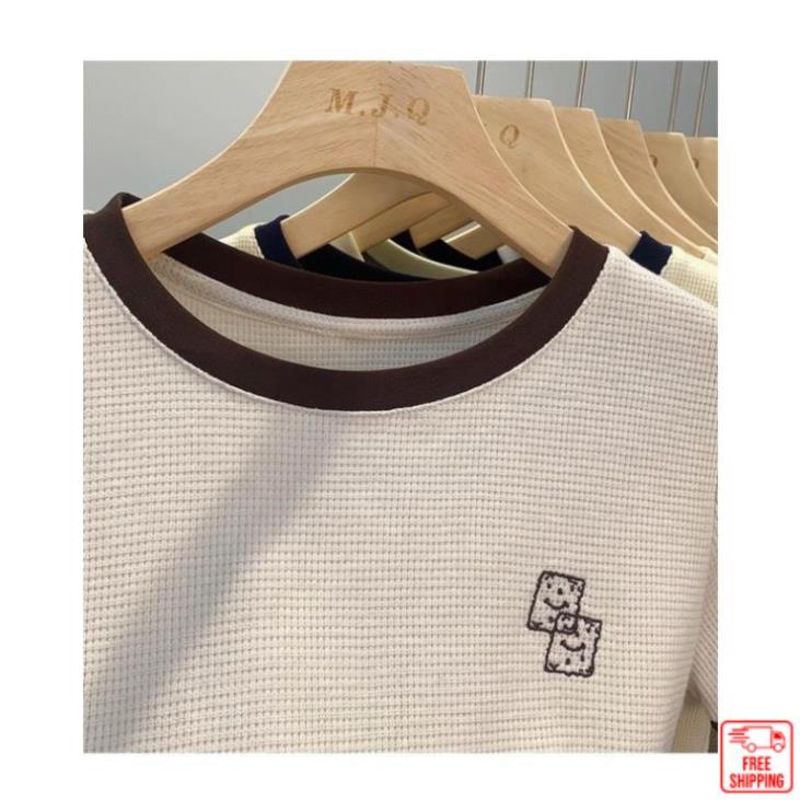 Áo thun nữ ngắn tay thêu xúc xắc ❤️Pinkee❤️ áo baby tee nữ vải tổ ong cao cấp MA060