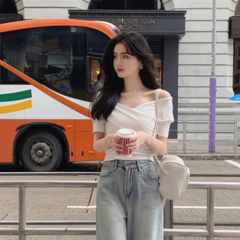 Áo Thun Ngắn Tay Trễ Vai Thời Trang Mùa Hè Dành Cho Nữ