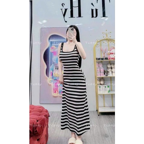 Đầm Xòe Sát Nách Ba Lỗ Cổ Vuông Viền Trắng - Dài Maxi Ôm Body Sexy - Tiểu Thư Bánh Bèo Cute Sang Chảnh Basic Đơn Giản