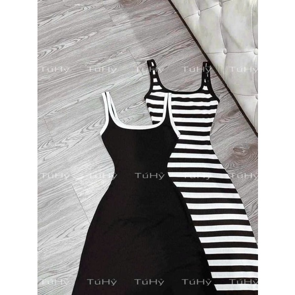 Đầm Xòe Sát Nách Ba Lỗ Cổ Vuông Viền Trắng - Dài Maxi Ôm Body Sexy - Tiểu Thư Bánh Bèo Cute Sang Chảnh Basic Đơn Giản