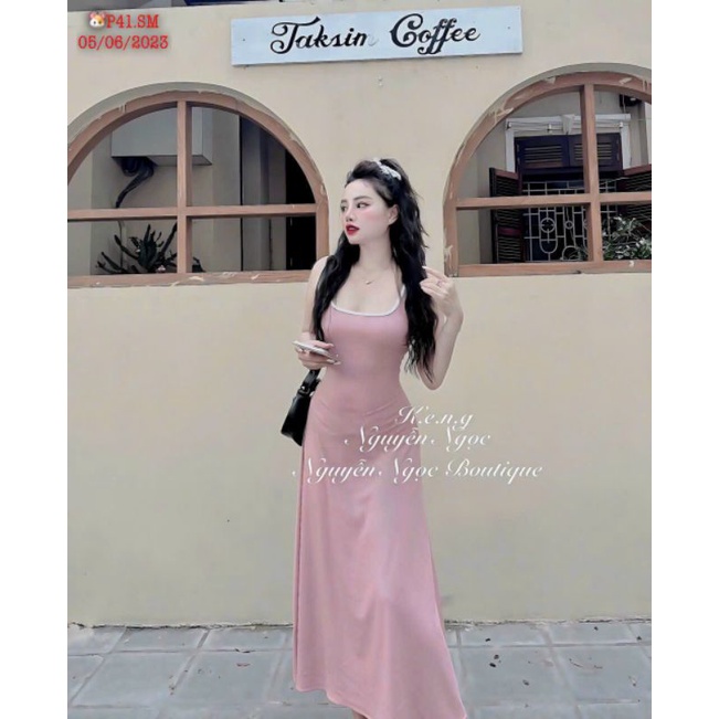 Đầm Xòe Sát Nách Ba Lỗ Cổ Vuông Viền Trắng - Dài Maxi Ôm Body Sexy - Tiểu Thư Bánh Bèo Cute Sang Chảnh Basic Đơn Giản