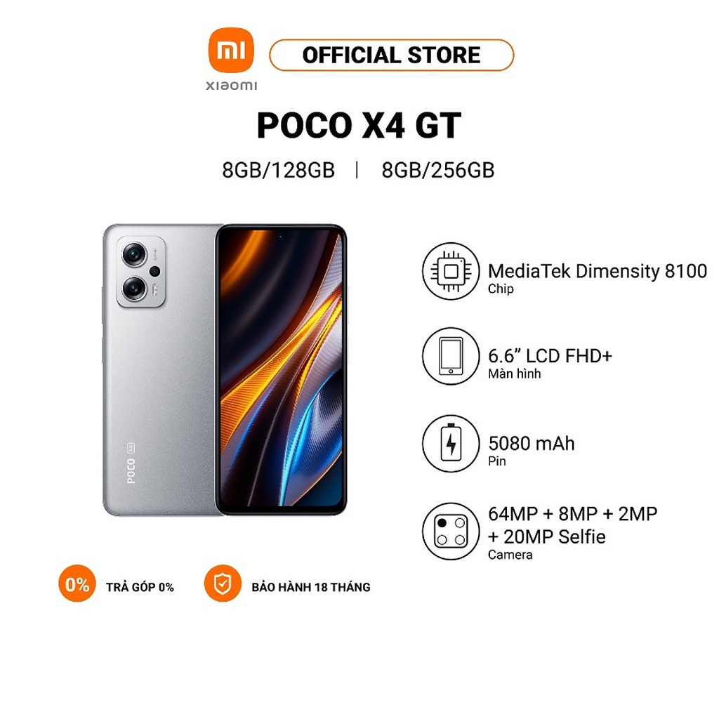 Điện thoại XIAOMI POCO X4 GT 8+256GB - HÀNG CHÍNH HÃNG - MỚI 100%  fullbox nguyên seal - bảo hành 12 tháng