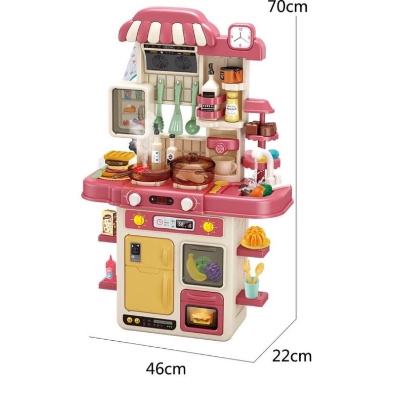 Đồ chơi nấu ăn mô phổng nhà bếp cho bé Fashion Kitchen 48 Chi Tiết - Hiệu ứng hơi nước Báotore Cho Bé