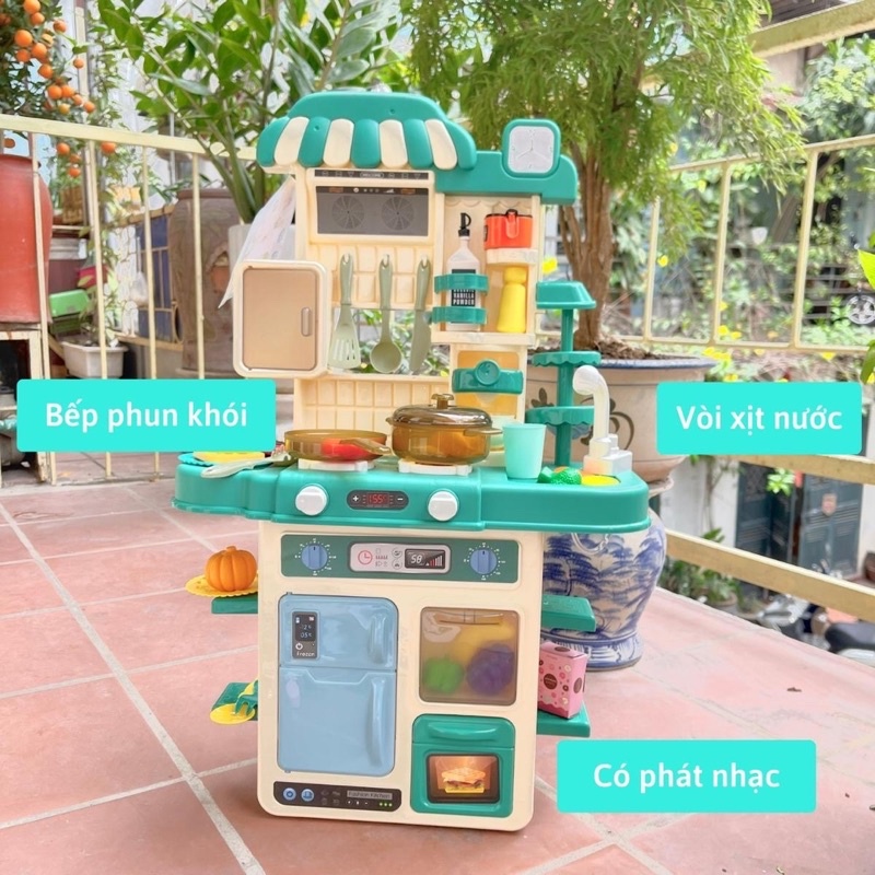 Đồ chơi nấu ăn mô phổng nhà bếp cho bé Fashion Kitchen 48 Chi Tiết - Hiệu ứng hơi nước Báotore Cho Bé