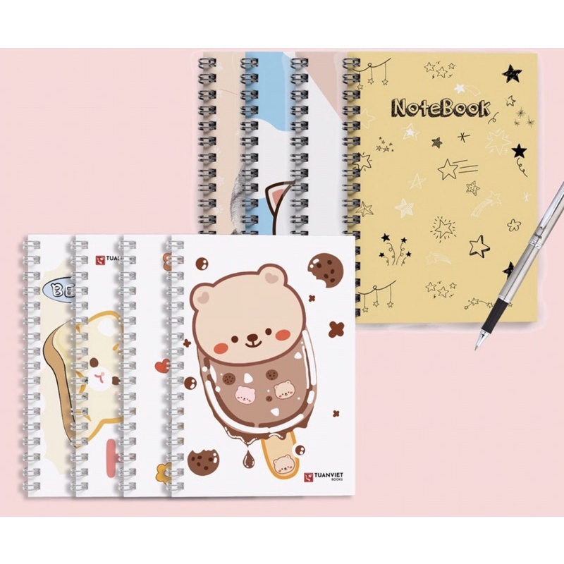 Sổ lò xo A6 ruột kẻ ngang 200 trang, phù hợp ghi chép, nhật ký