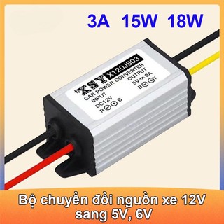 Bộ chuyển đổi nguồn xe hơi, dc-dc12v sang 5v/6v, 3a, 15w/18w