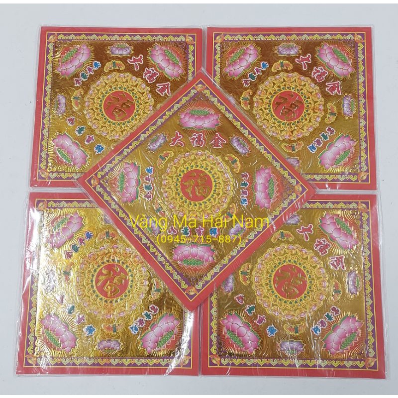 Giấy Xếp Hoa Sen Chữ Phúc Hai Mặt KT: 19x19cm  - Hàng Đẹp