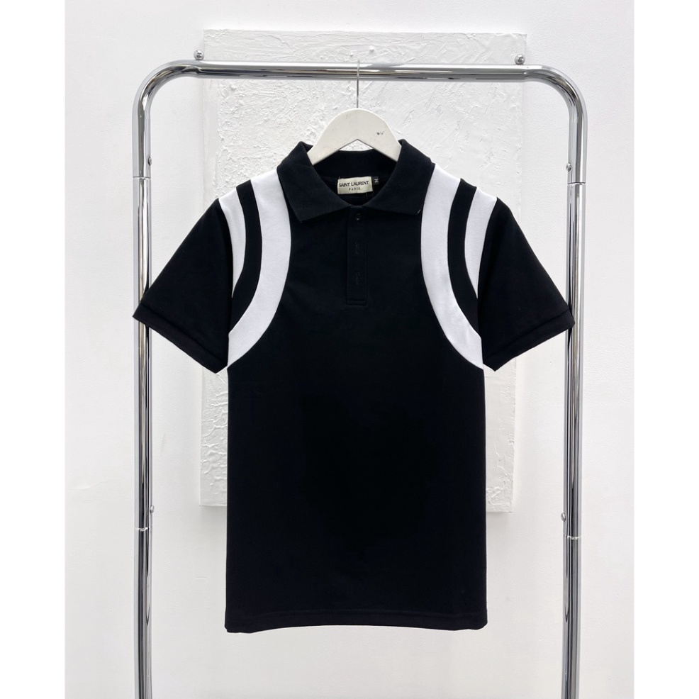 ÁO POLO SAIN LAURENT CỔ BẺ , ÁO POLO SỌC VAI NAM NỮ UNISEX .BestClothing